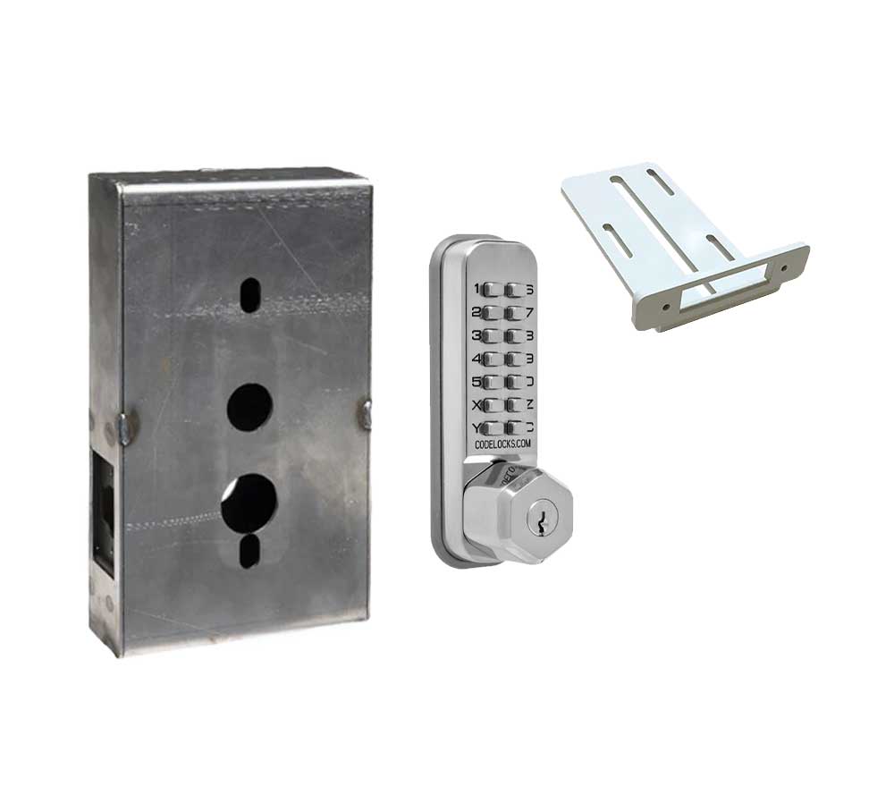 Codelocks CL250 Mechanical, Light Duty, Grade 2, Stainless Steel, Tubular Mortise Latchbolt, Key Override Gate Box Kit