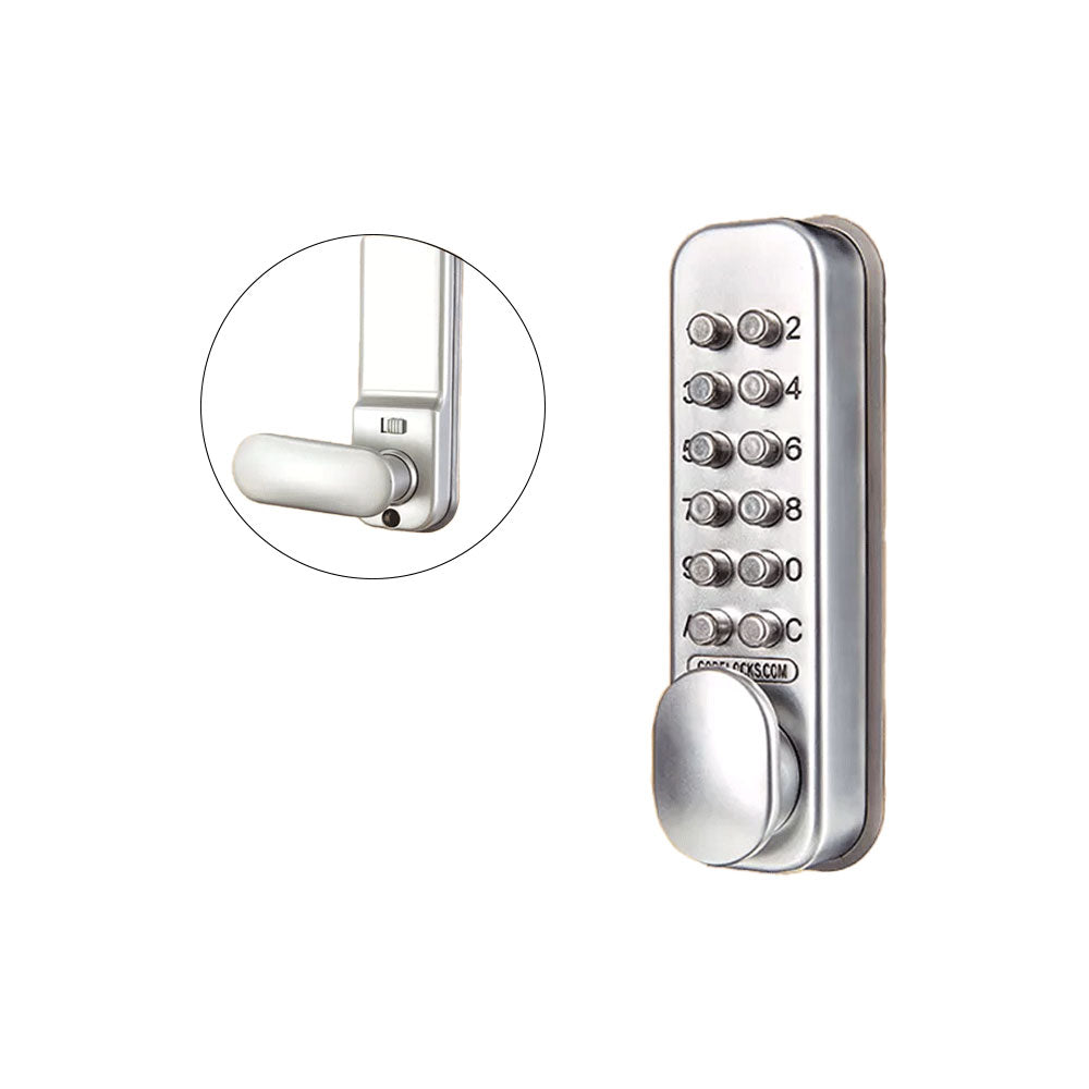 Codelocks CL160 Mechanical, Light Duty, Silver Gray, Optional Tubular Mortise Latch