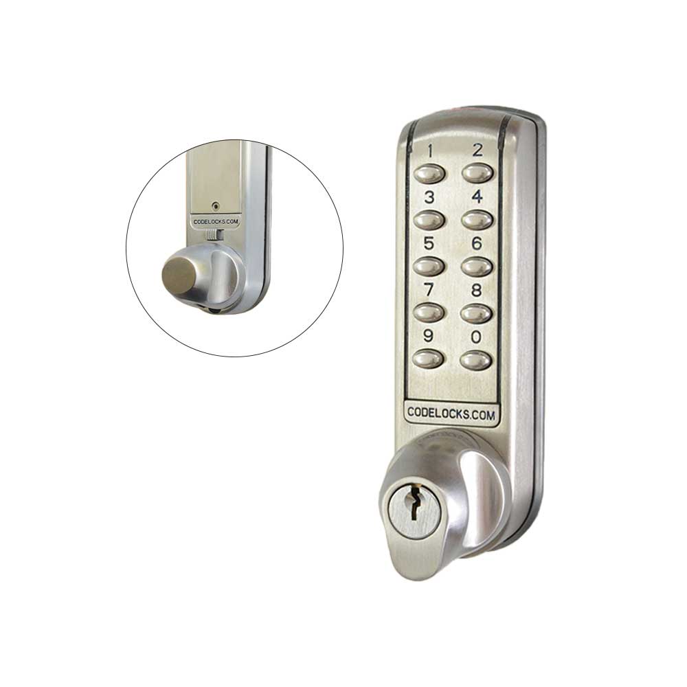 Codelocks CL2255 Electronic Tubular Brushed Steel Mortise Latch with Dual Backset