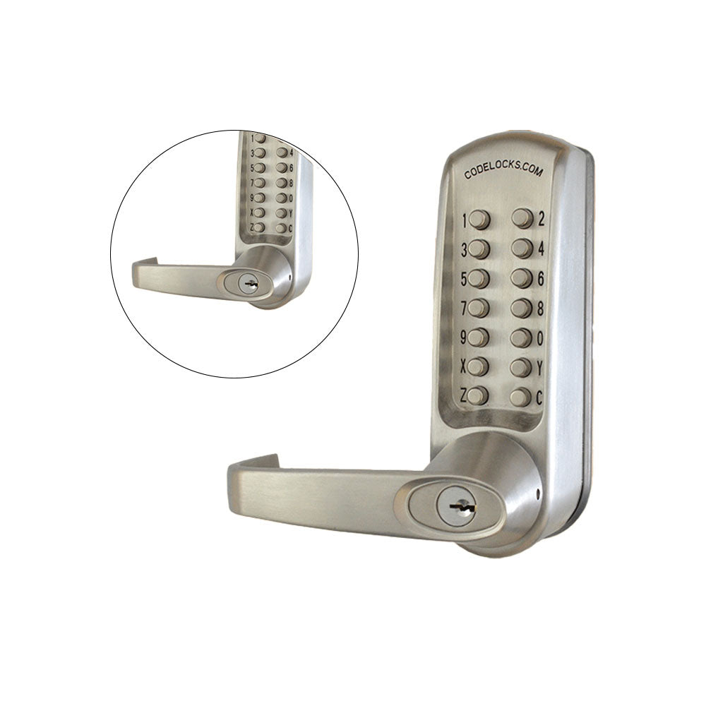 Codelocks CL650 Mechanical, Heavy Duty, Grade 2, Brushed Steel, Back to Back Mortise Lock