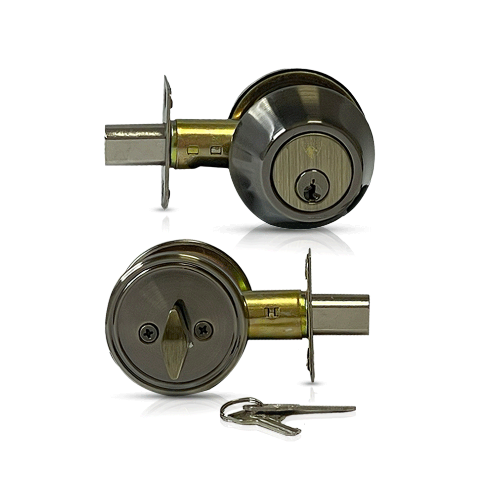 ECS HARDWARE - Durable Single Cylinder Deadbolt Lock - Antique Brass - Grade 3 (SC1/KW1)