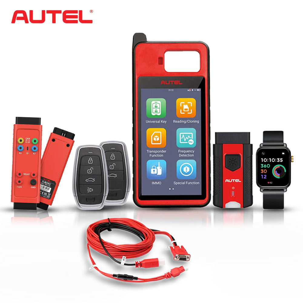 Autel MaxiIM KM100 Universal Key Generator Bundle with G-BOX3 and Toyota 8A Cable and OTOFIX Black Smart Key Watch