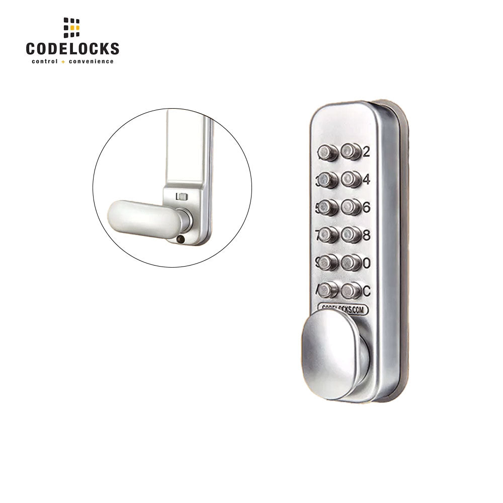 Codelocks CL160 Mechanical, Light Duty, Silver Gray, Optional Tubular Mortise Latch