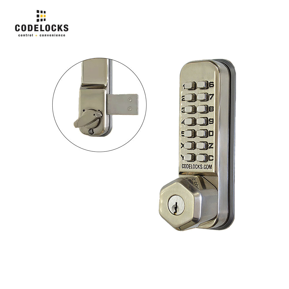 Codelocks CL200 Mechanical, Light Duty, Grade 2, 2-3/8 Inch - 2 3/4 Inch Backset, Surface Deadbolt with Key Override Feature and Optional Finish