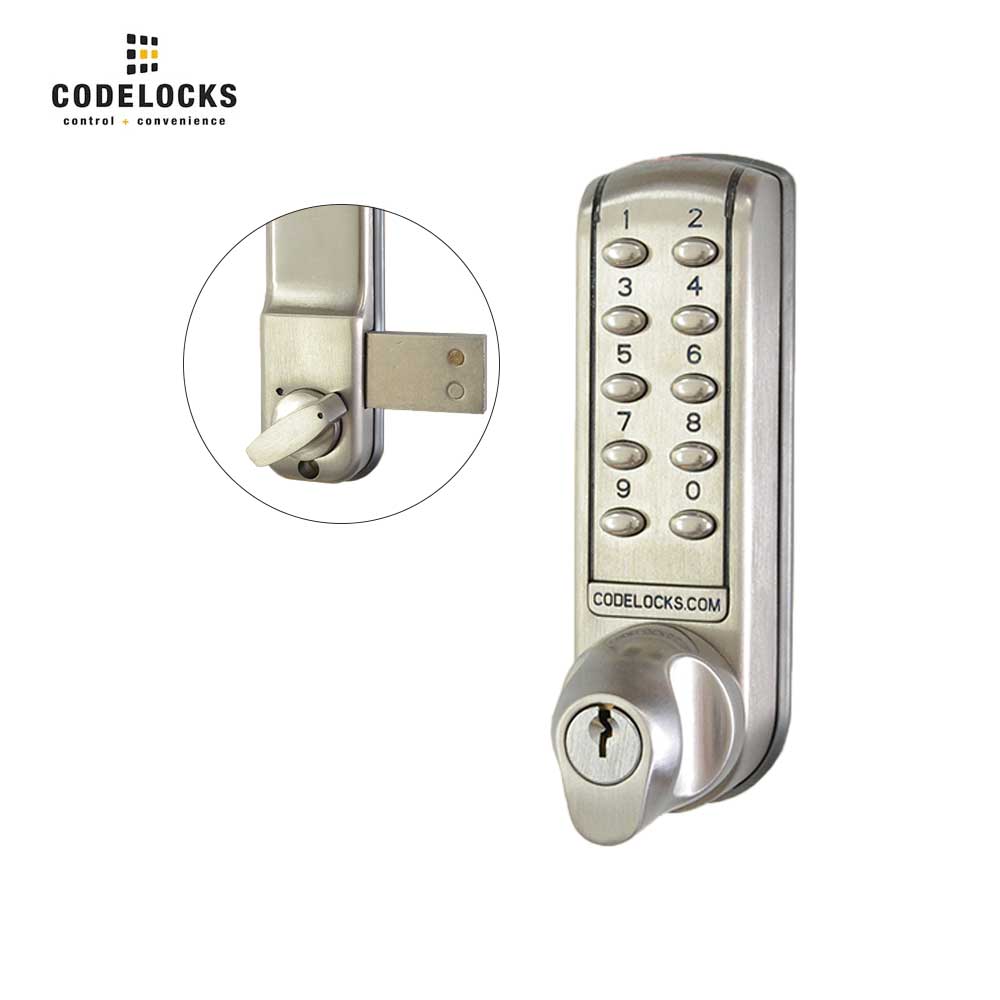 Codelocks CL2200 Electronic Brushed Steel Surface Deadbolt with Dual Backset