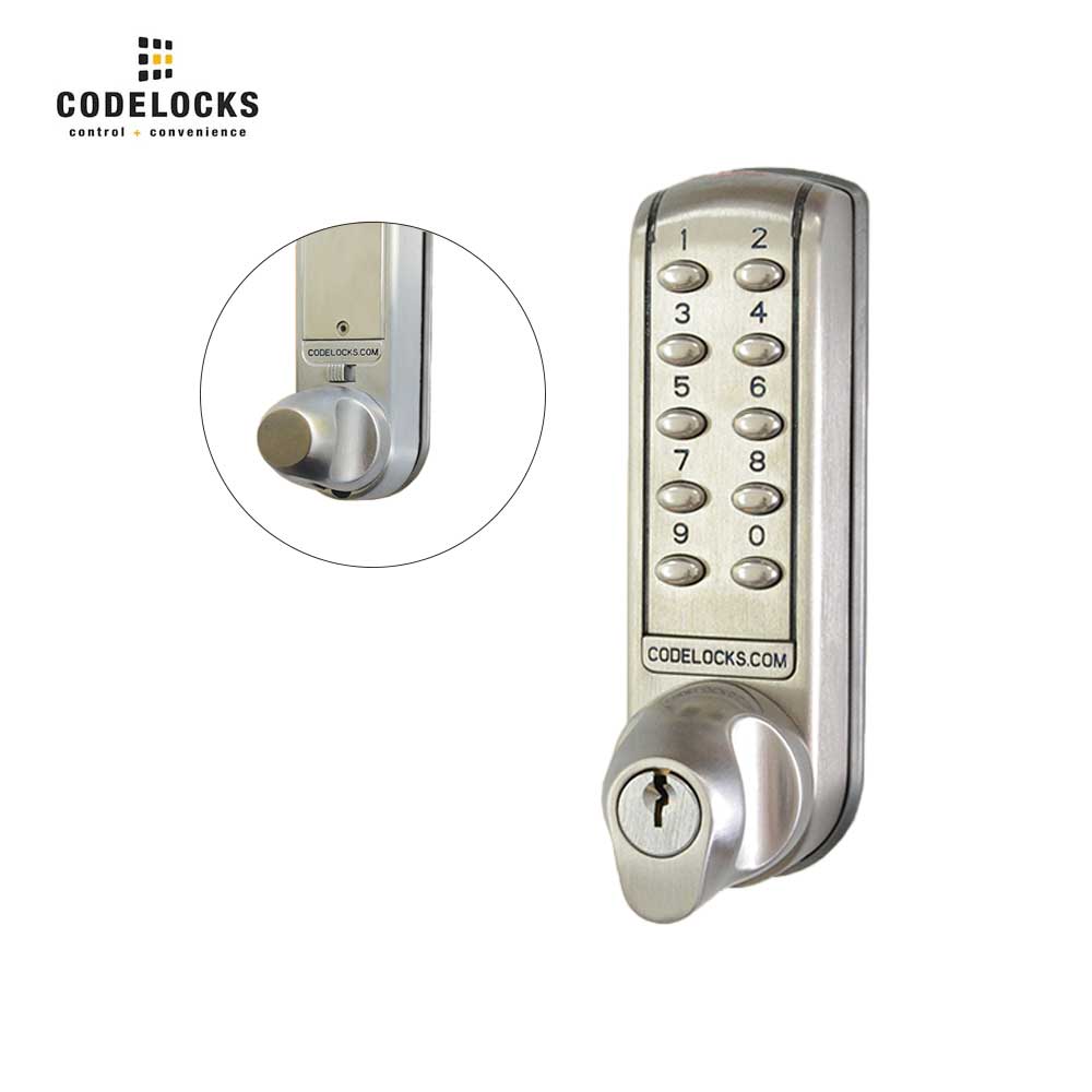 Codelocks CL2255 Electronic Tubular Brushed Steel Mortise Latch with Dual Backset