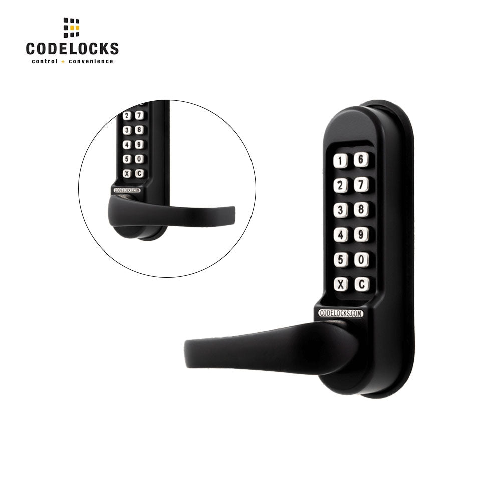 Codelocks CL510 Mechanical, Heavy Duty, Marine Grade Black, Back to Back, Optional Backset Tubular Mortise Latch