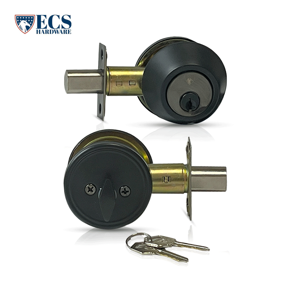 ECS HARDWARE - Durable Single Cylinder Deadbolt Lock - Matte Black - Grade 3 (SC1/KW1)