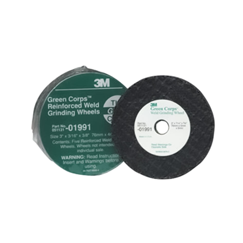 3M - 01991 - Green Corps Reinforced Weld Grinding Wheel - 5 Per Pack