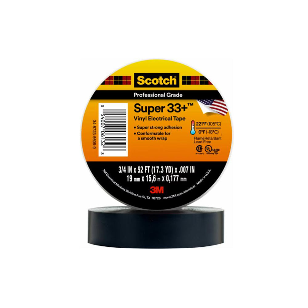 3M - 06133 - Scotch Super 33+ Vinyl Electrical Tape - 3/4" X 52' - Black