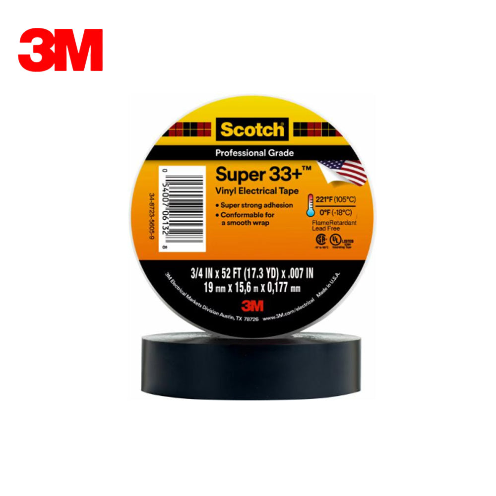 3M - 06133 - Scotch Super 33+ Vinyl Electrical Tape - 3/4" X 52' - Black