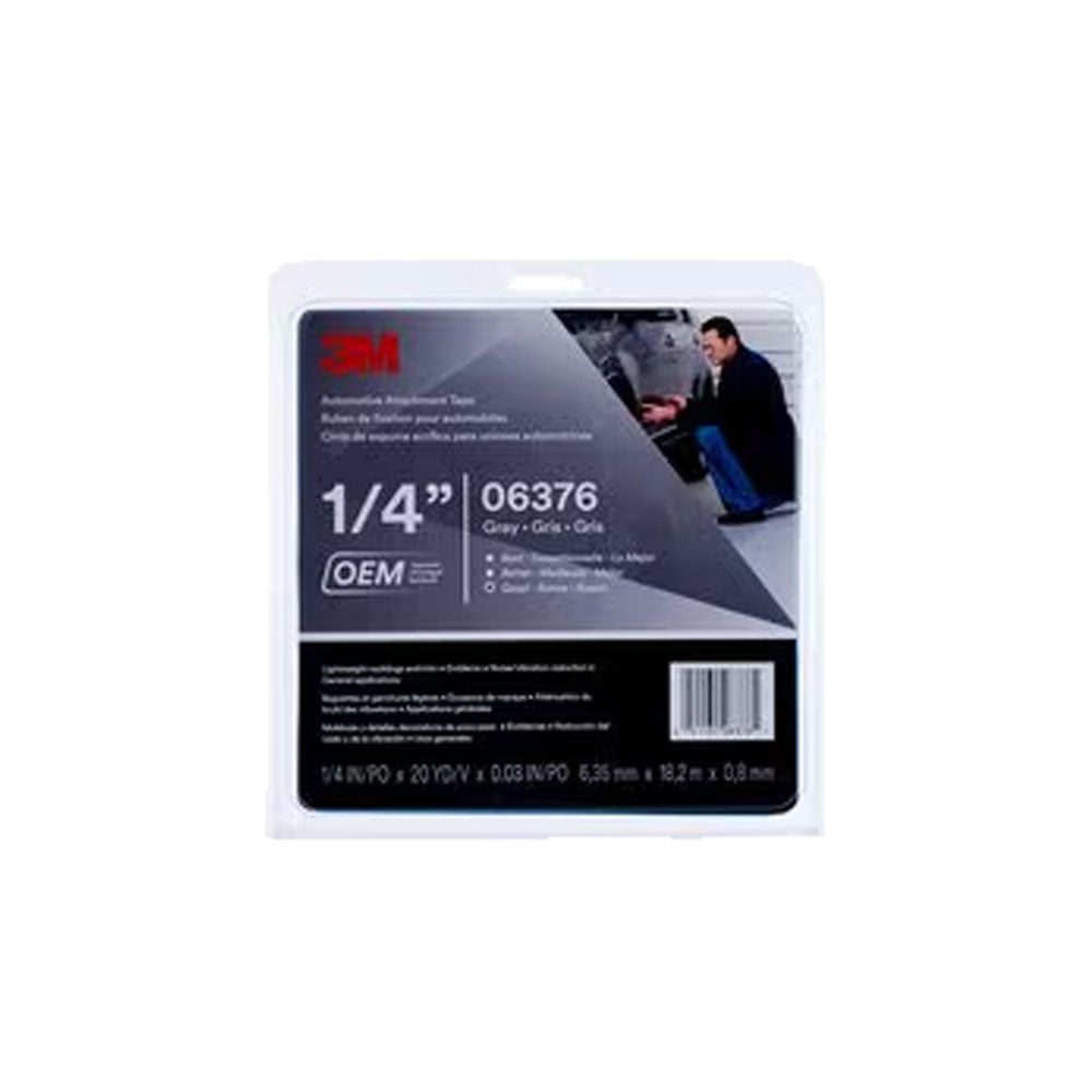 3M - 06376 - Automotive Attachment Tape - 1/4" x 20 Yds - Gray