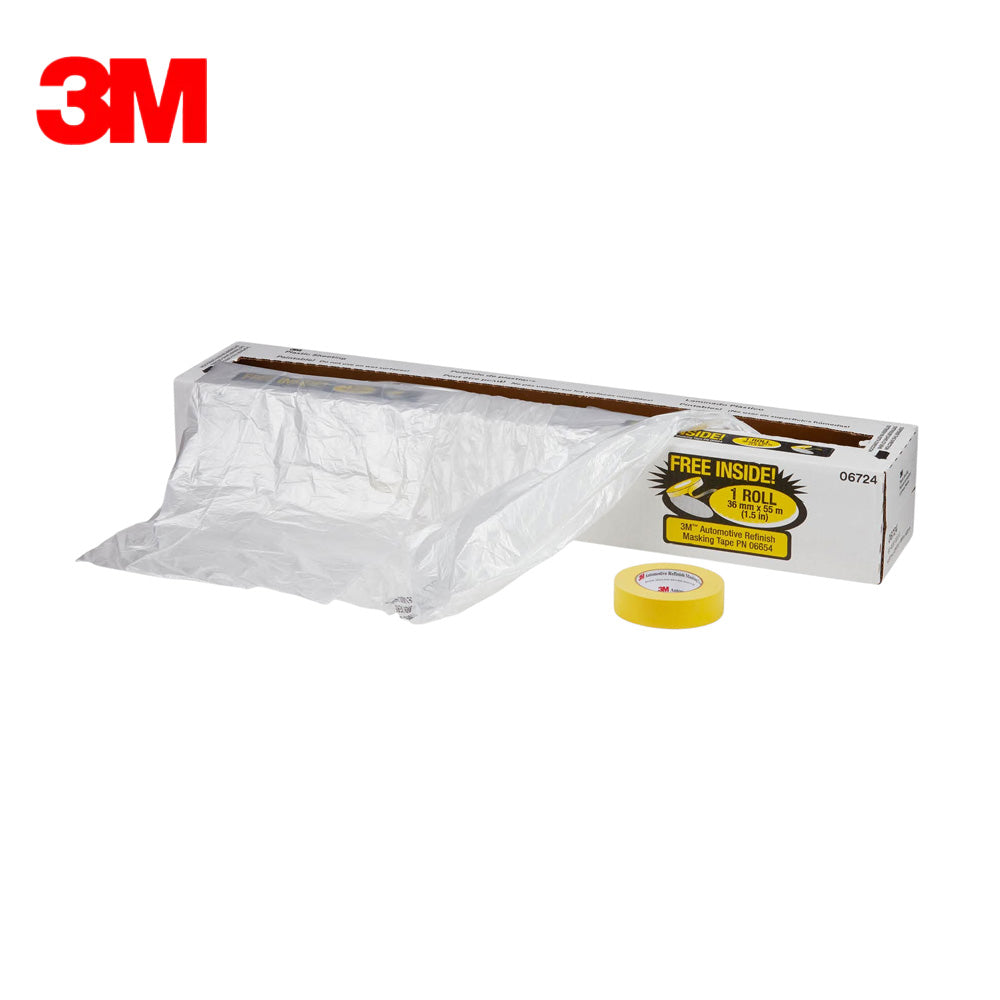 3M - 06724 - Plastic Sheeting with 388N Yellow Masking Tape (36 mm) - 16' x 400'