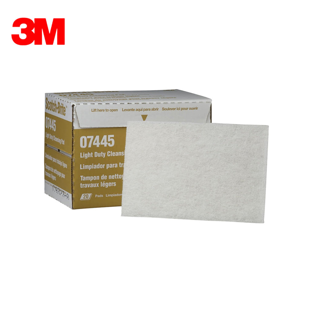 3M - 07445 - Scotch-Brite Light Duty Cleansing Pad - 6" x 9" - White - 20 Per Box