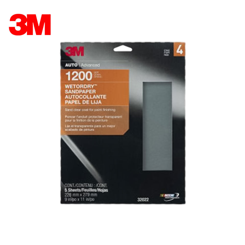 3M - 32022 - Wetordry Sandpaper - 1200 Grit - 9" x 11" - 5 Sheet Per Pack