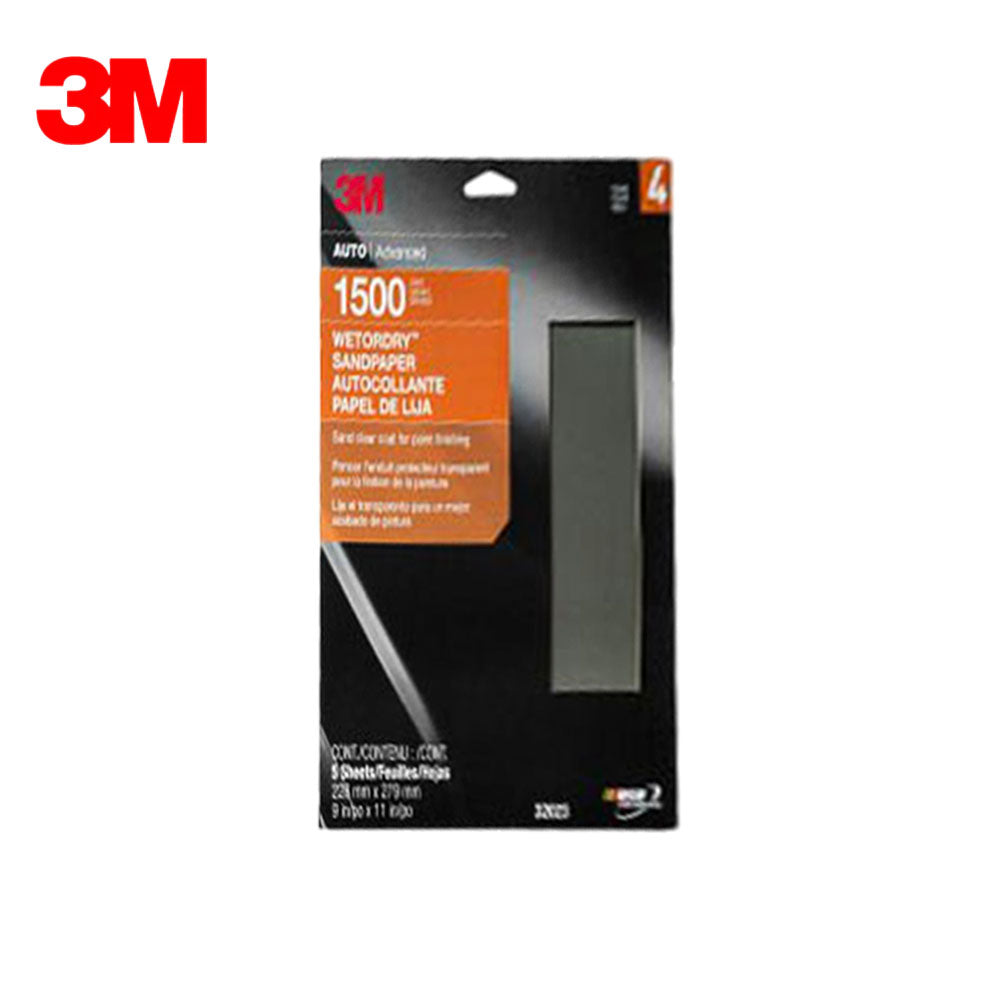 3M - 32023 - Wetordry Sandpaper - 1500 Grit - 9" x 11" - 5 Sheet Per Pack