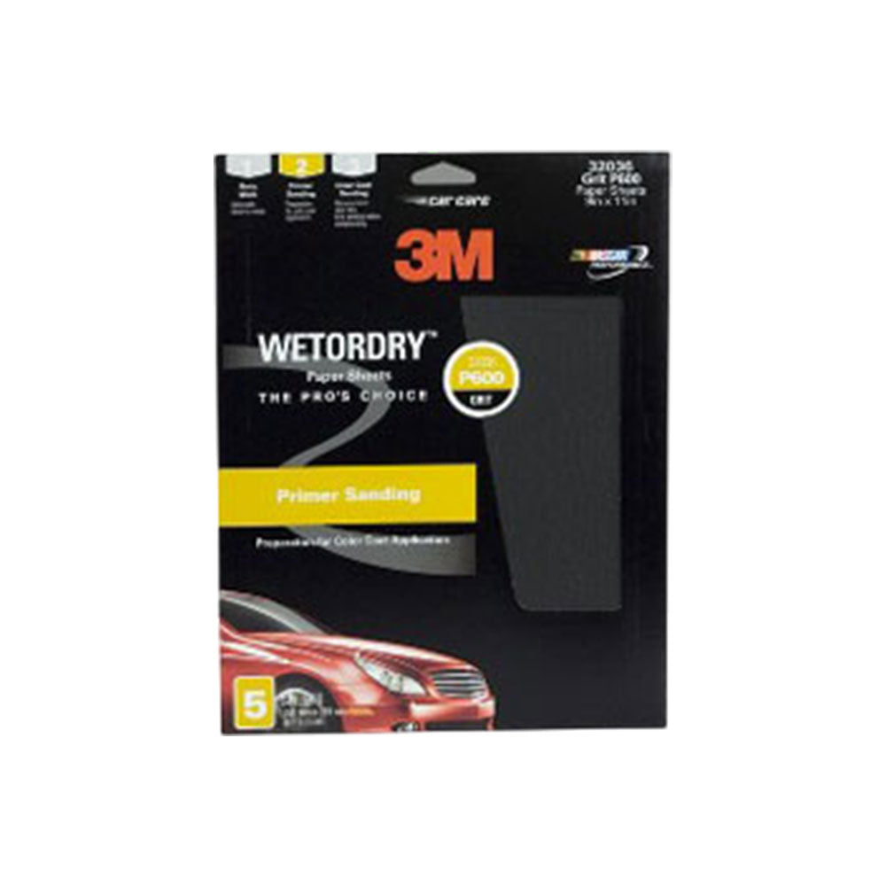 3M - 32036 - Wetordry Sandpaper - 600 Grit - 9" x 11" - 5 Sheet Per Pack