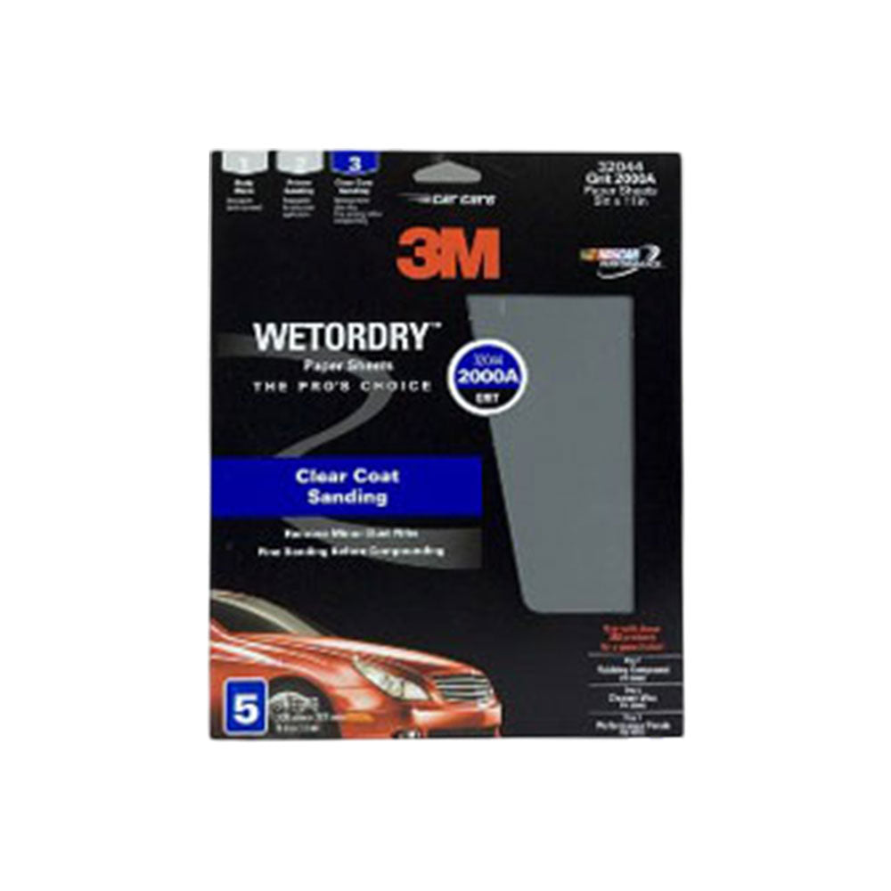 3M - 32044 - Wetordry Sandpaper - 2000 Grit - 9" x 11" - 5 Sheet Per Pack