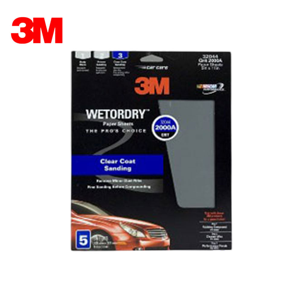 3M - 32044 - Wetordry Sandpaper - 2000 Grit - 9" x 11" - 5 Sheet Per Pack