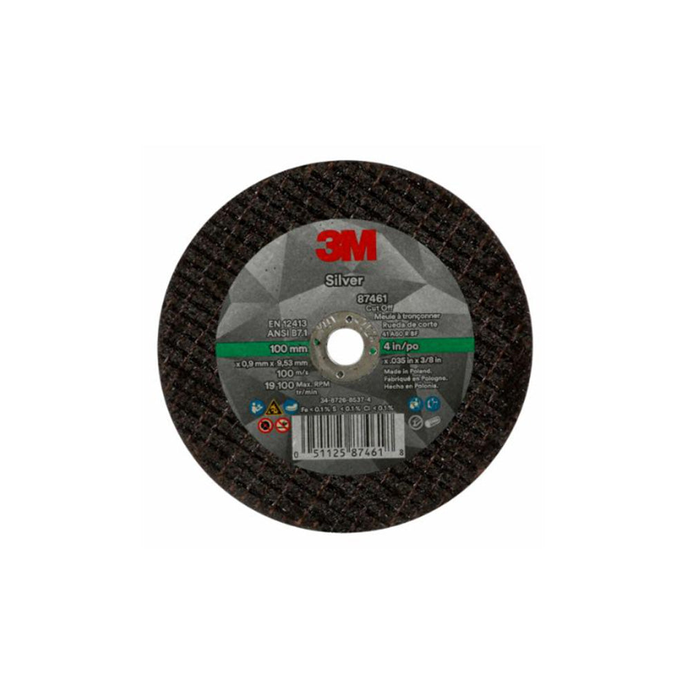 3M - 87461 - Silver Cut-Off Wheel - T1 - 60+ Grit - 4" x 0.035" x 3/8"