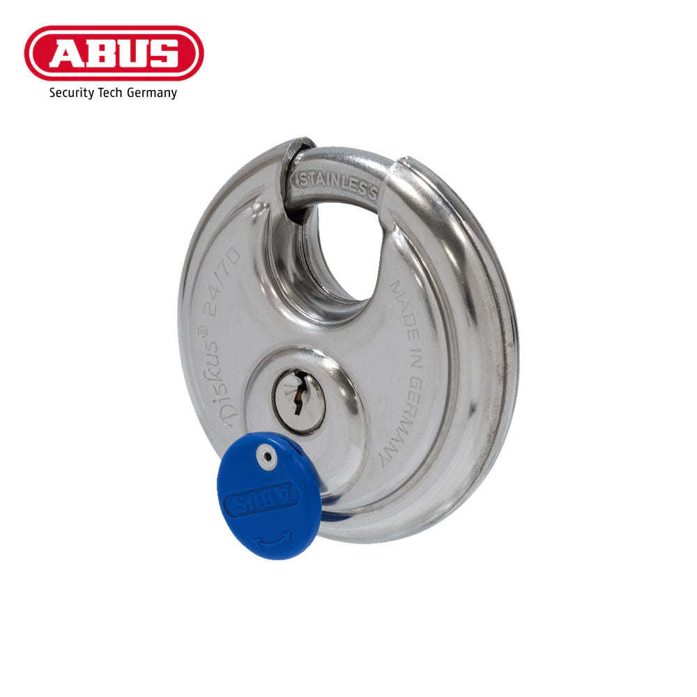 ABUS - 24IB/70 - Extreme Corrosion Resistant Rustproof Stainless Steel Diskus Padlock with Optional Keying - 2-3/4 Inch Width