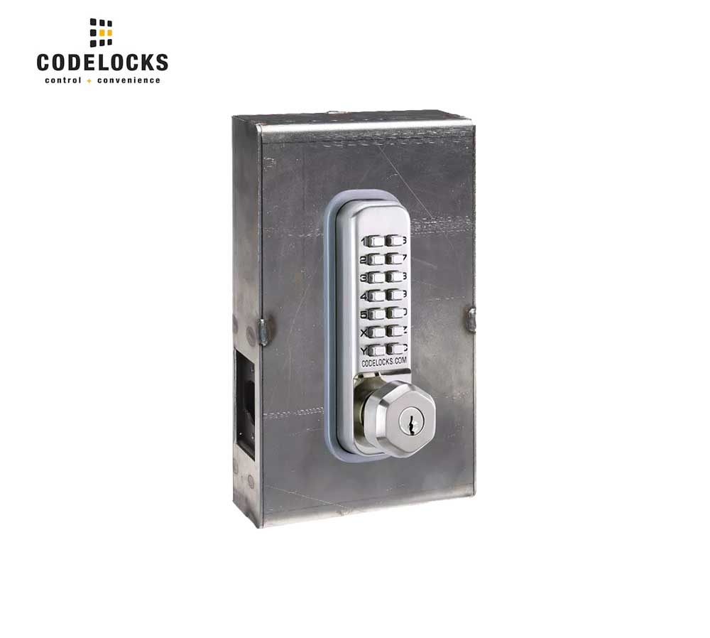 Codelocks CL250 Mechanical, Light Duty, Grade 2, Stainless Steel, Tubular Mortise Latchbolt, Key Override Gate Box Kit