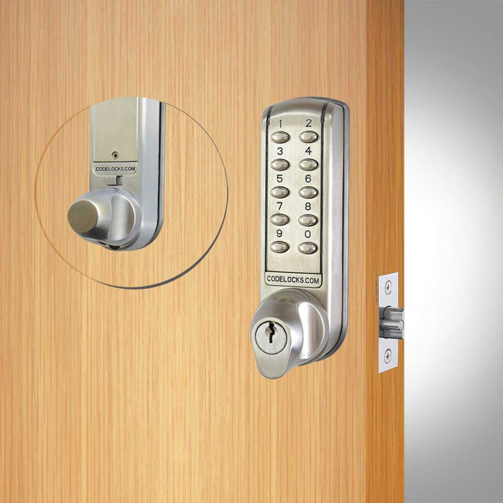 Codelocks CL2255 Electronic Tubular Brushed Steel Mortise Latch with Dual Backset