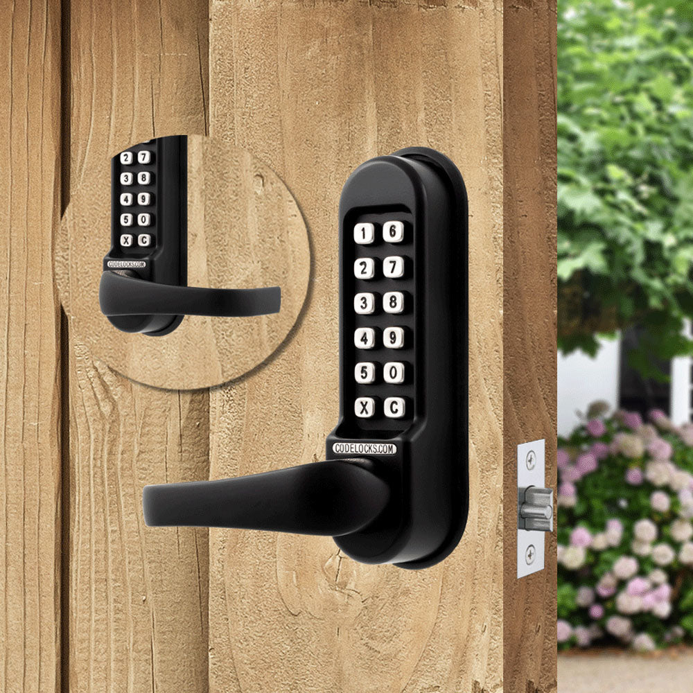 Codelocks CL510 Mechanical, Heavy Duty, Marine Grade Black, Back to Back, Optional Backset Tubular Mortise Latch