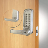 Codelocks CL615 Mechanical, Heavy Duty, Grade 2, Brushed Steel, Optional Tubular Latchbolt with Passage Function