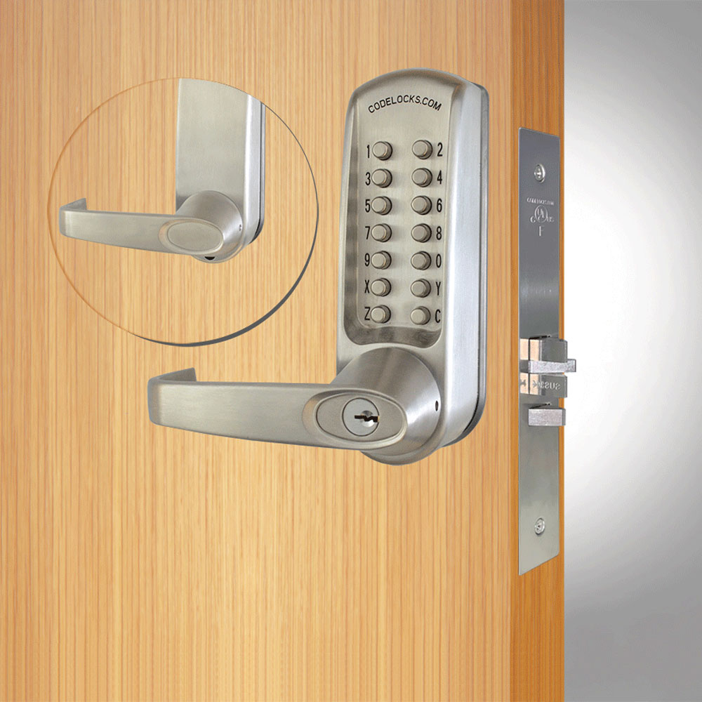 Codelocks CL650 Mechanical, Heavy Duty, Grade 2, Optional Finish, 2 3/4 Inch Backset Mortise Lock