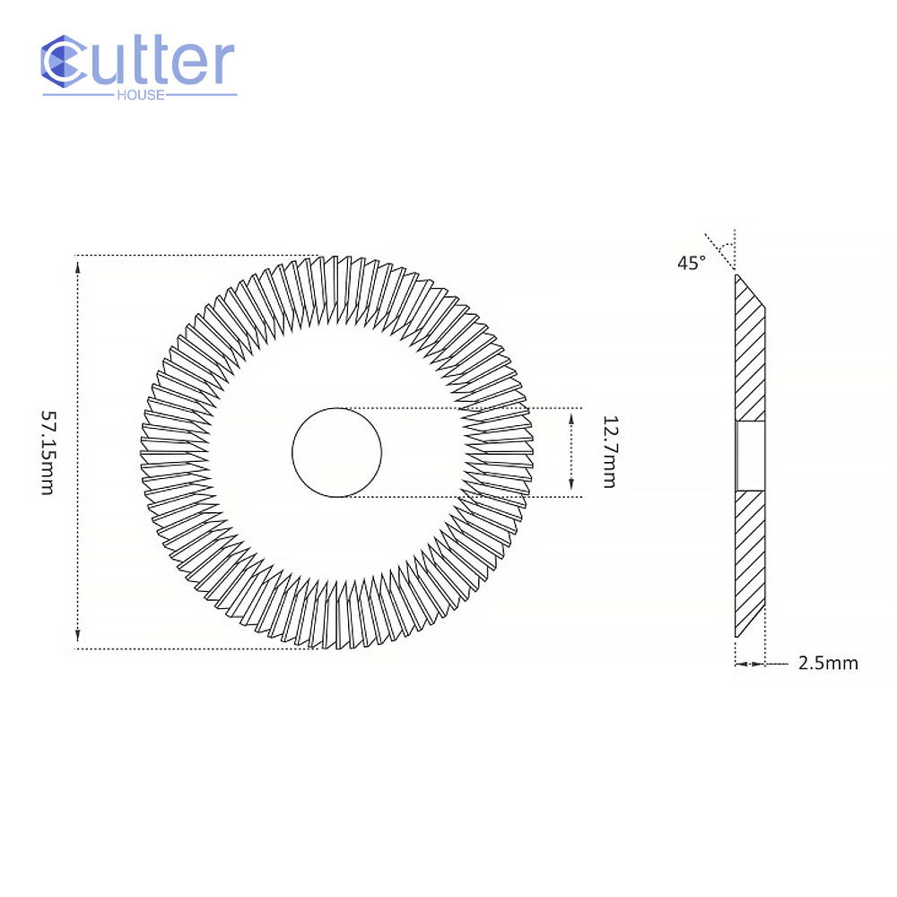 High Grade HSS M35 57.15mm (45Â°) Angle Milling Cutter for HPC - P-625