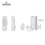 Codelocks CL160 Mechanical, Light Duty, Silver Gray, Optional Tubular Mortise Latch