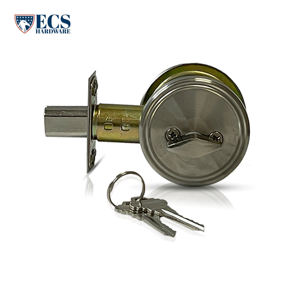 ECS HARDWARE - Durable Single Cylinder Deadbolt Lock - Satin Chrome - Grade 3 (SC1/KW1)