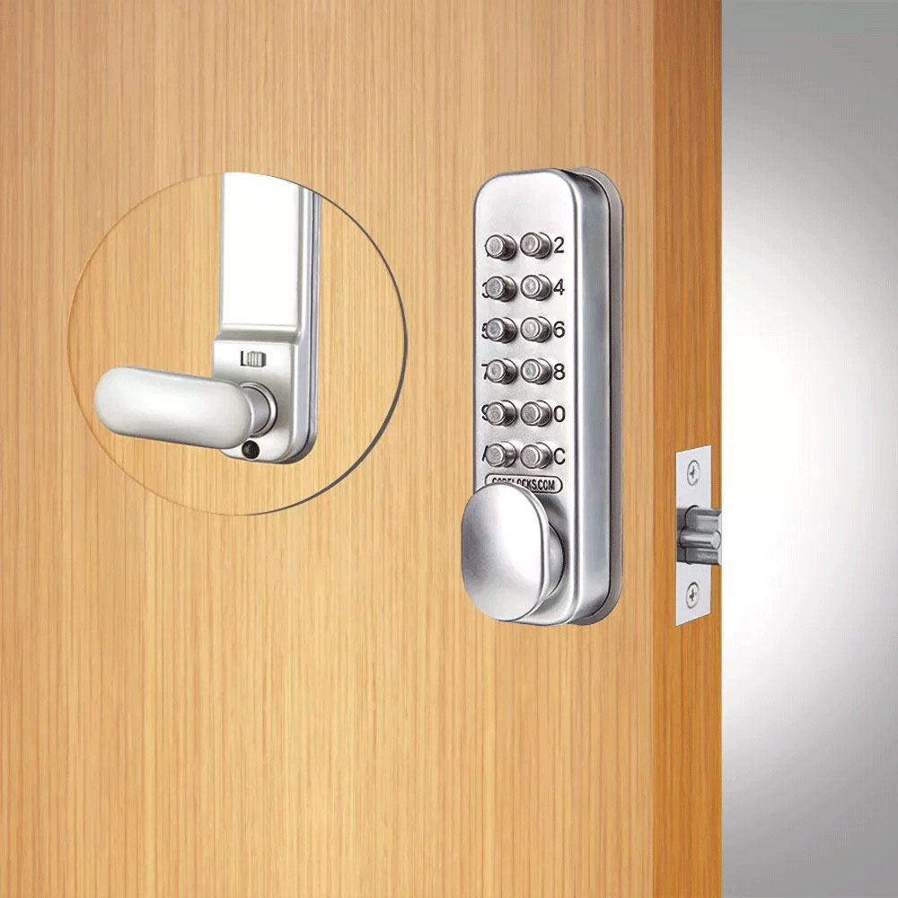 Codelocks CL160 Mechanical, Light Duty, Silver Gray, Optional Tubular Mortise Latch