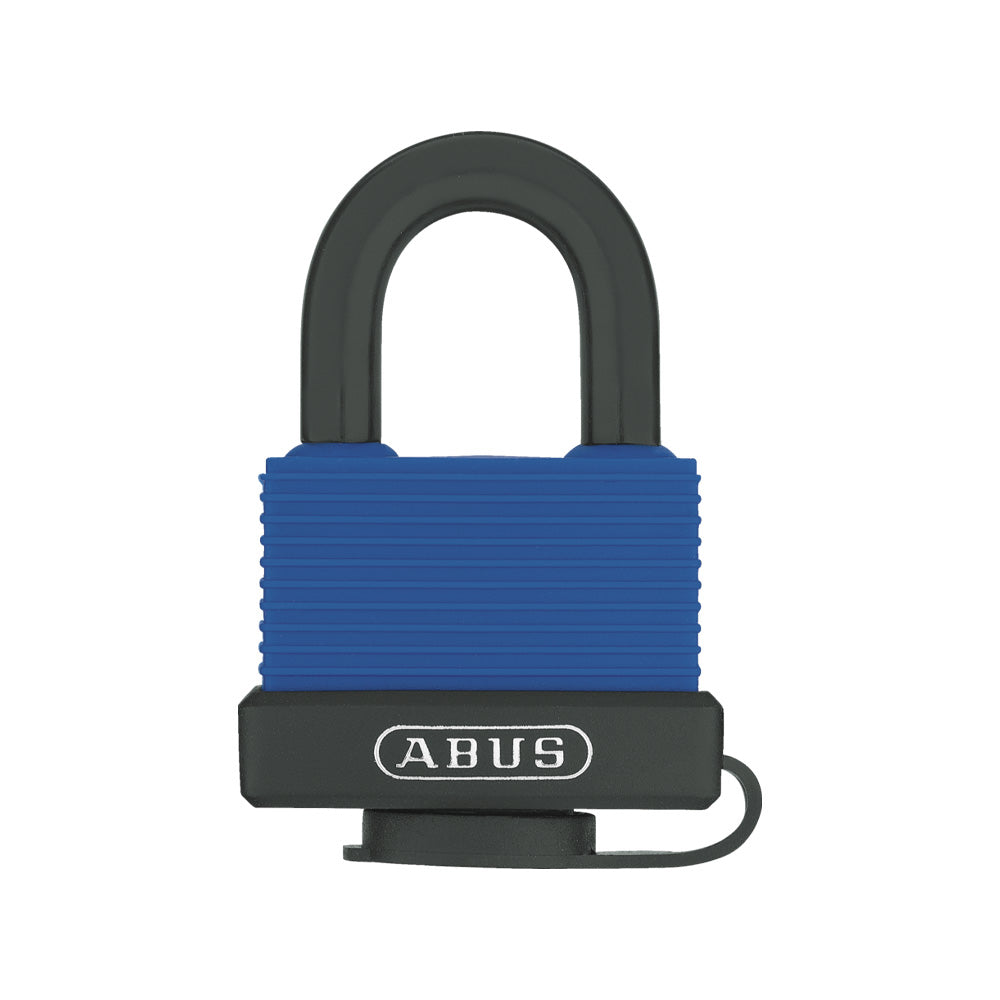 ABUS - 70IB/50 - Plastic Covered Extreme Weatherproof Rustproof Marine Grade Blue Brass Padlock with Optional Keying - 2-11/64 Inch Width