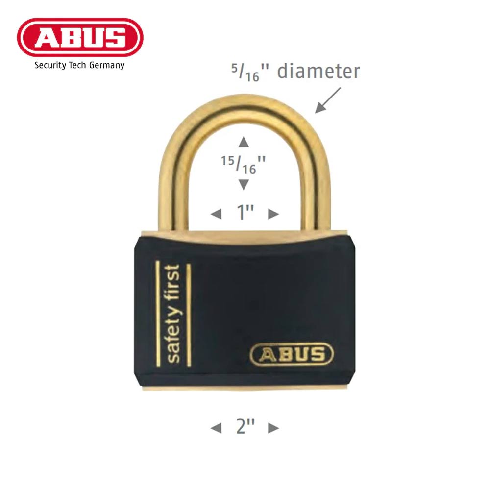 ABUS - T84MB/50 - Synthetic Coated Corrosion Resistant Solid Brass Padlock with Optional Keying - 2-3/32 Inch Width