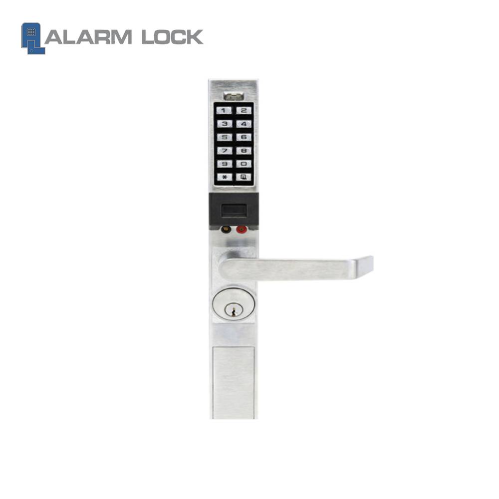 Alarm Lock - PDL1300-26D1 - Trilogy Narrow Stile Pin Keypad Lever Lock with Audit Trail - Satin Chrome Finish