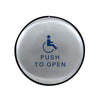 BEA - 10EMR61 - Panther Family 6 Inch Round Push Plate - Assembly with Blue Handicap Logo (Push to Open) & Text - Slim Profile