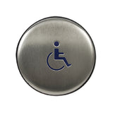 BEA - 10EMR61 - Panther Family 6 Inch Round Push Plate - Assembly with Blue Handicap Logo (Push to Open) & Text - Slim Profile