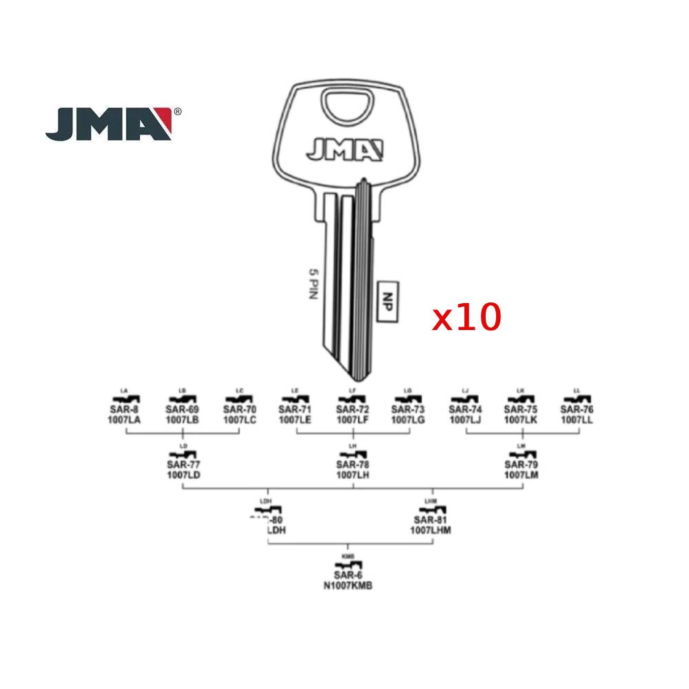 1007LA 5-Pin Sargent Commercial & Residencial Key Blank - 1007LA / SAR-8 (Packs of 10)