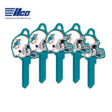 ILCO - NFL-KW1 TeamKeys - Helmet Edition Key Blank - Miami Dolphins - Pack of 5