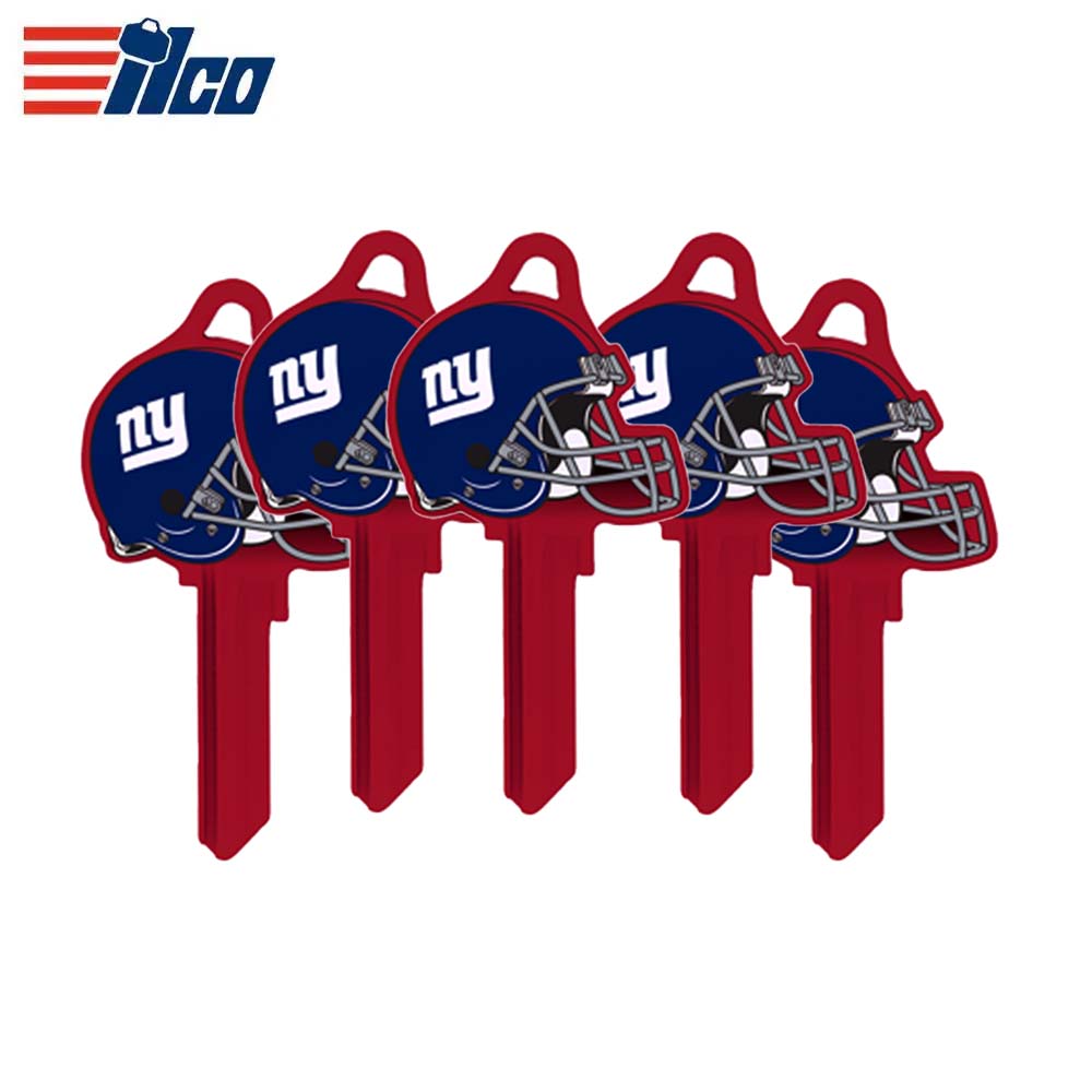 ILCO - NFL-KW1 TeamKeys - Helmet Edition Key Blank - New York Giants (5 Pack)