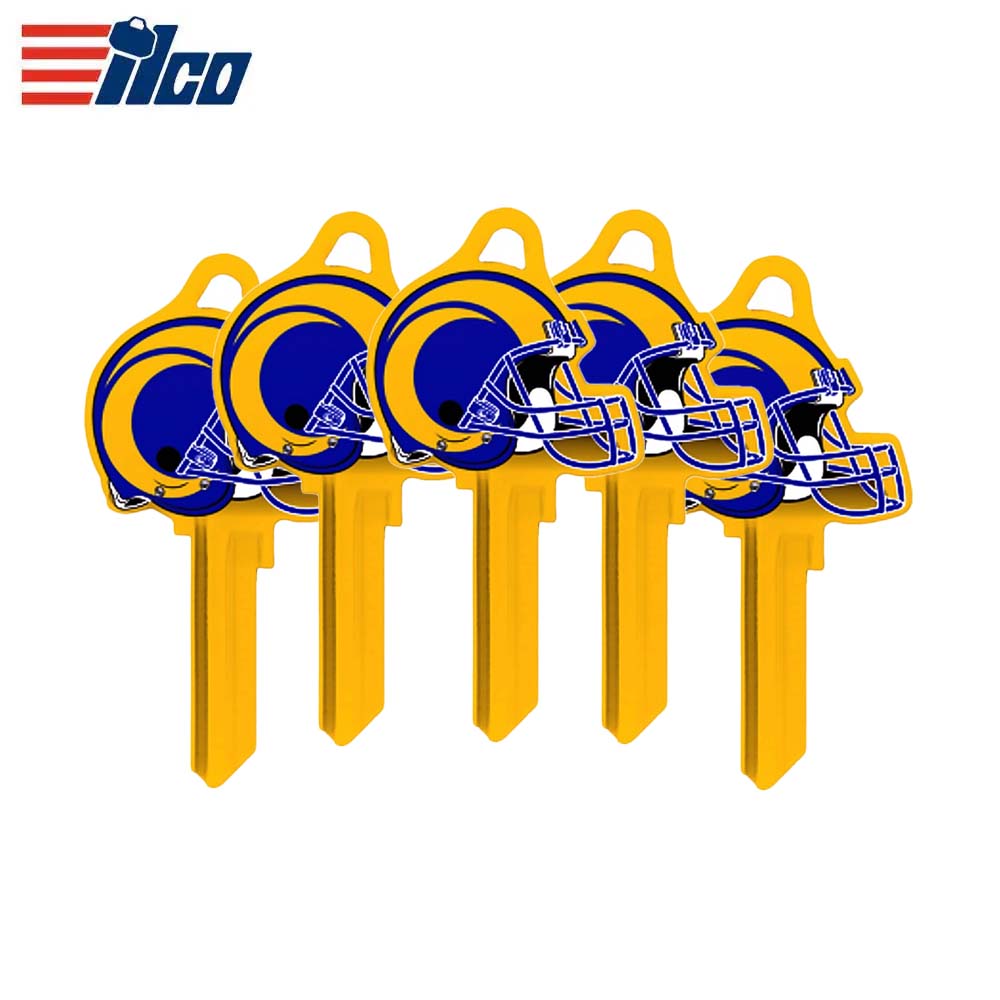 ILCO - NFL-KW1 TeamKeys - Helmet Edition Key Blank - Los Angeles Rams (5 Pack)