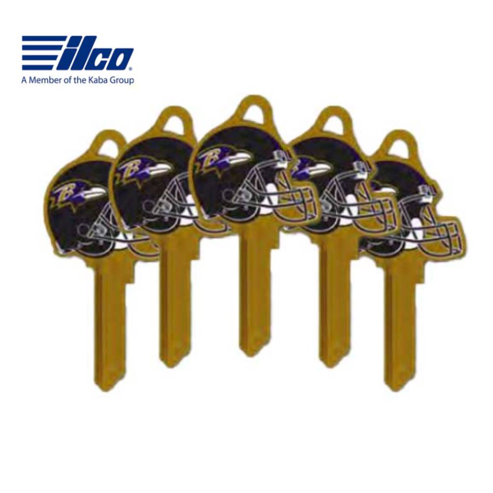 ILCO - NFL-KW1 TeamKeys - Helmet Edition Key Blank - Baltimore Ravens - Pack of 5