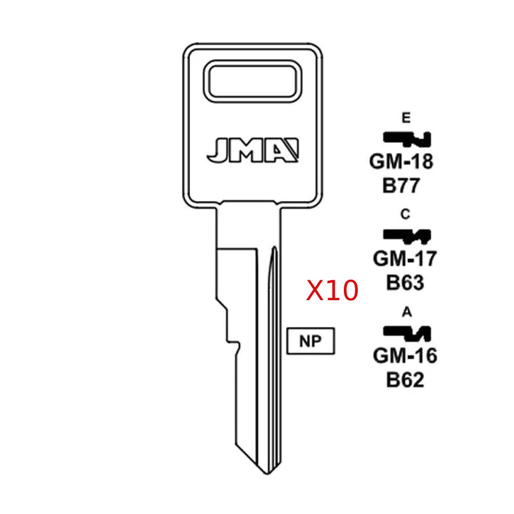 GM Key Blank - B77 /  GM-18 (Packs of 10)