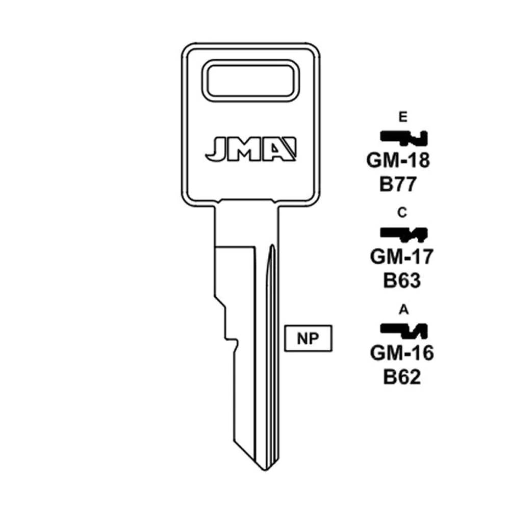 GM Key Blank - B77 /  GM-18