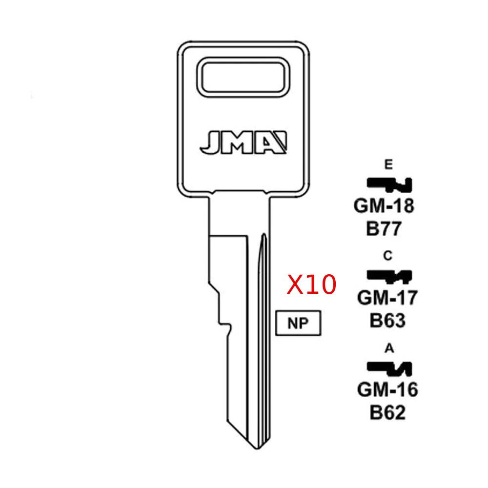 GM Key Blank - B62 / GM-16 (Packs of 10)