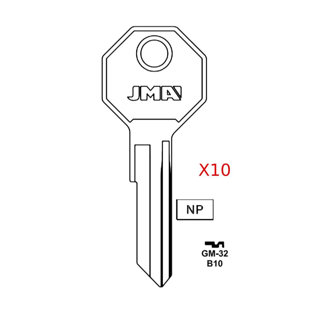 GM H1098LA Key Blank - B10 / GM-32 (Packs of 10)