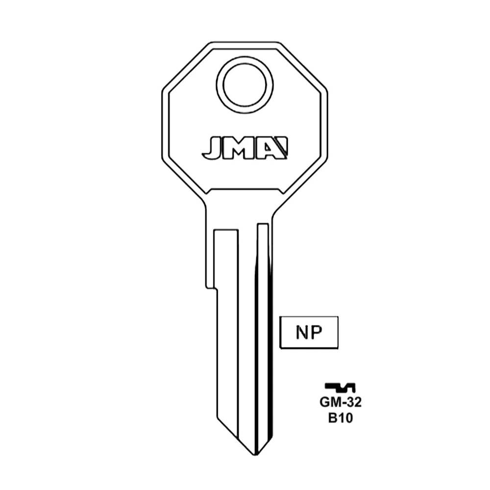 GM H1098LA Key Blank - B10 / GM-32