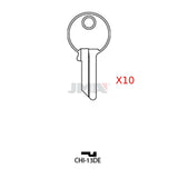 JMA CHI-13DE / CG17 / KP1 / 1041Y Chicago Cabinet Key - Brass (Pack of 10)